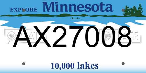 AX27008 Minnesota License Plate