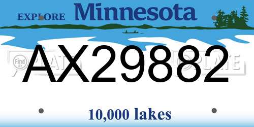 AX29882 Minnesota License Plate
