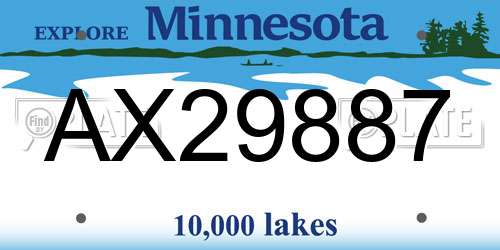 AX29887 Minnesota License Plate