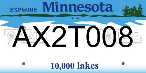 AX2T008 Minnesota License Plate