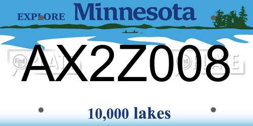 AX2Z008 Minnesota License Plate