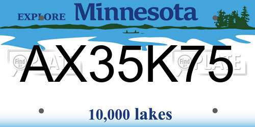 AX35K75 Minnesota License Plate