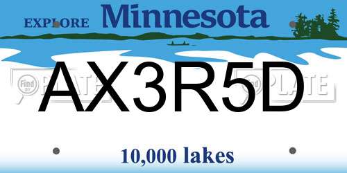 AX3R5D Minnesota License Plate