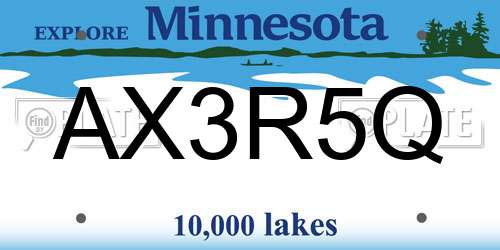 AX3R5Q Minnesota License Plate