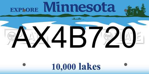 AX4B720 Minnesota License Plate