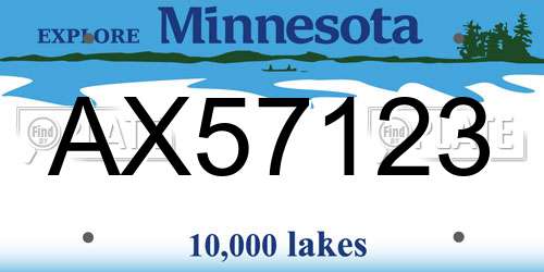 AX57123 Minnesota License Plate