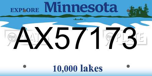 AX57173 Minnesota License Plate