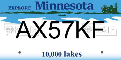 AX57KF Minnesota License Plate