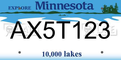 AX5T123 Minnesota License Plate
