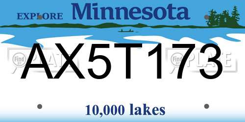AX5T173 Minnesota License Plate