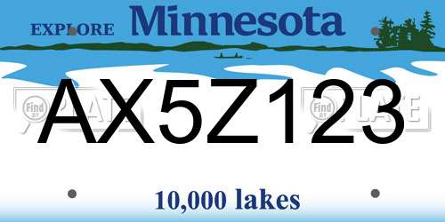 AX5Z123 Minnesota License Plate