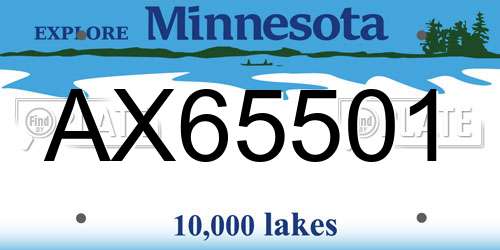 AX65501 Minnesota License Plate