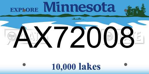 AX72008 Minnesota License Plate