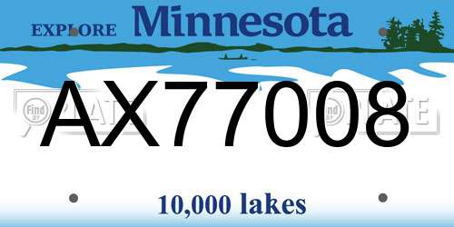 AX77008 Minnesota License Plate