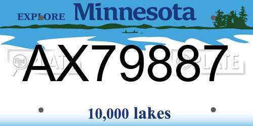 AX79887 Minnesota License Plate