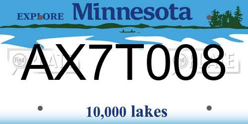 AX7T008 Minnesota License Plate