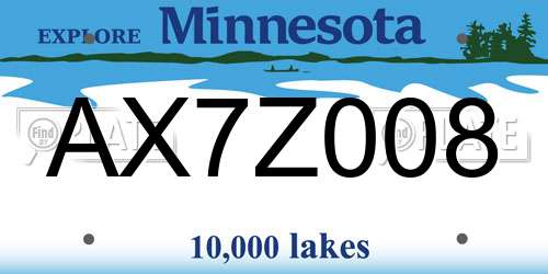 AX7Z008 Minnesota License Plate