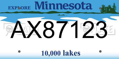 AX87123 Minnesota License Plate