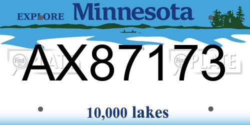 AX87173 Minnesota License Plate
