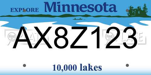 AX8Z123 Minnesota License Plate