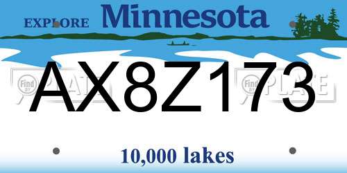 AX8Z173 Minnesota License Plate