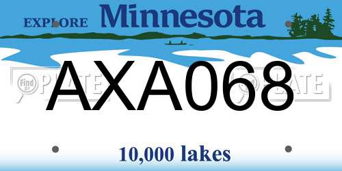 AXA068 Minnesota License Plate