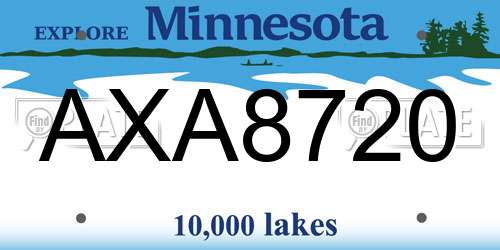 AXA8720 Minnesota License Plate