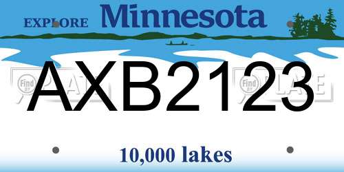 AXB2123 Minnesota License Plate