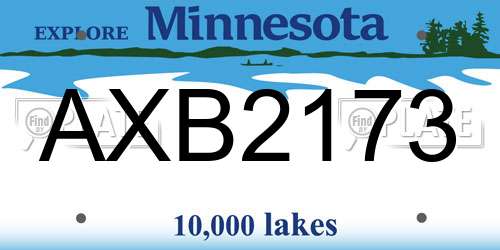 AXB2173 Minnesota License Plate