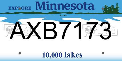 AXB7173 Minnesota License Plate