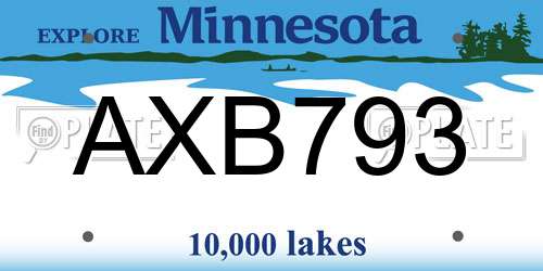 AXB793 Minnesota License Plate