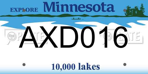AXD016 Minnesota License Plate