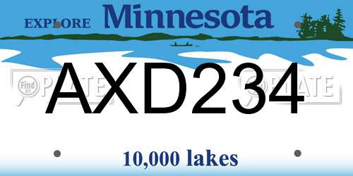 AXD234 Minnesota License Plate