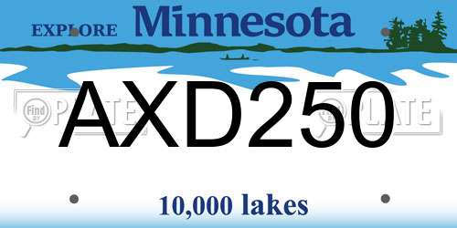 AXD250 Minnesota License Plate