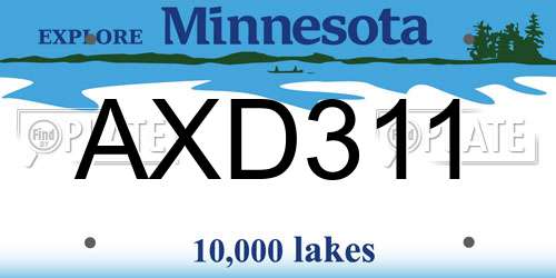 AXD311 Minnesota License Plate