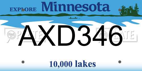 AXD346 Minnesota License Plate