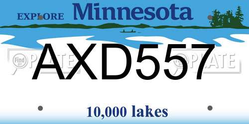 AXD557 Minnesota License Plate