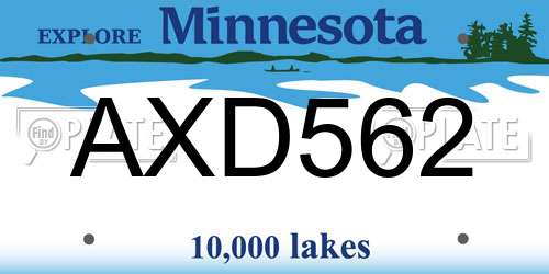 AXD562 Minnesota License Plate