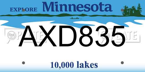 AXD835 Minnesota License Plate