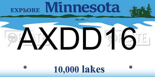 AXDD16 Minnesota License Plate