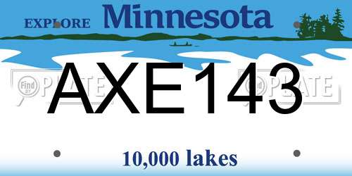 AXE143 Minnesota License Plate