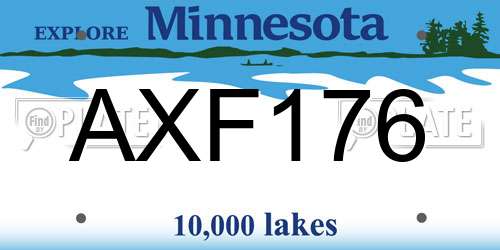 AXF176 Minnesota License Plate