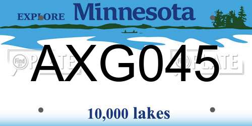 AXG045 Minnesota License Plate