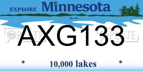 AXG133 Minnesota License Plate