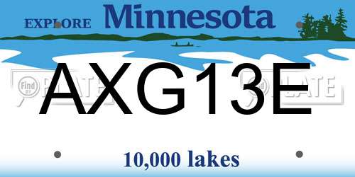 AXG13E Minnesota License Plate