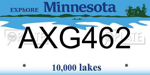 AXG462 Minnesota License Plate
