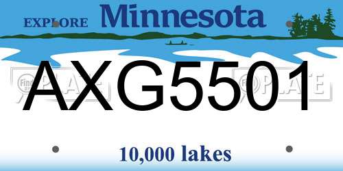 AXG5501 Minnesota License Plate