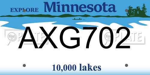 AXG702 Minnesota License Plate