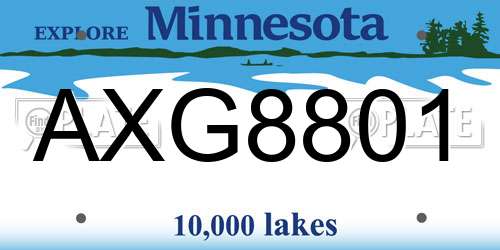AXG8801 Minnesota License Plate