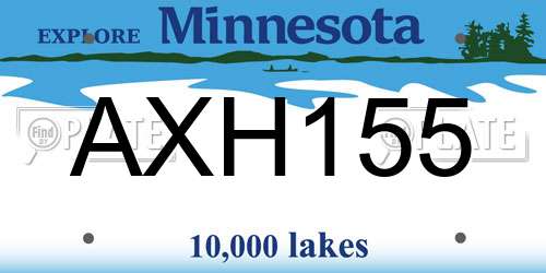 AXH155 Minnesota License Plate